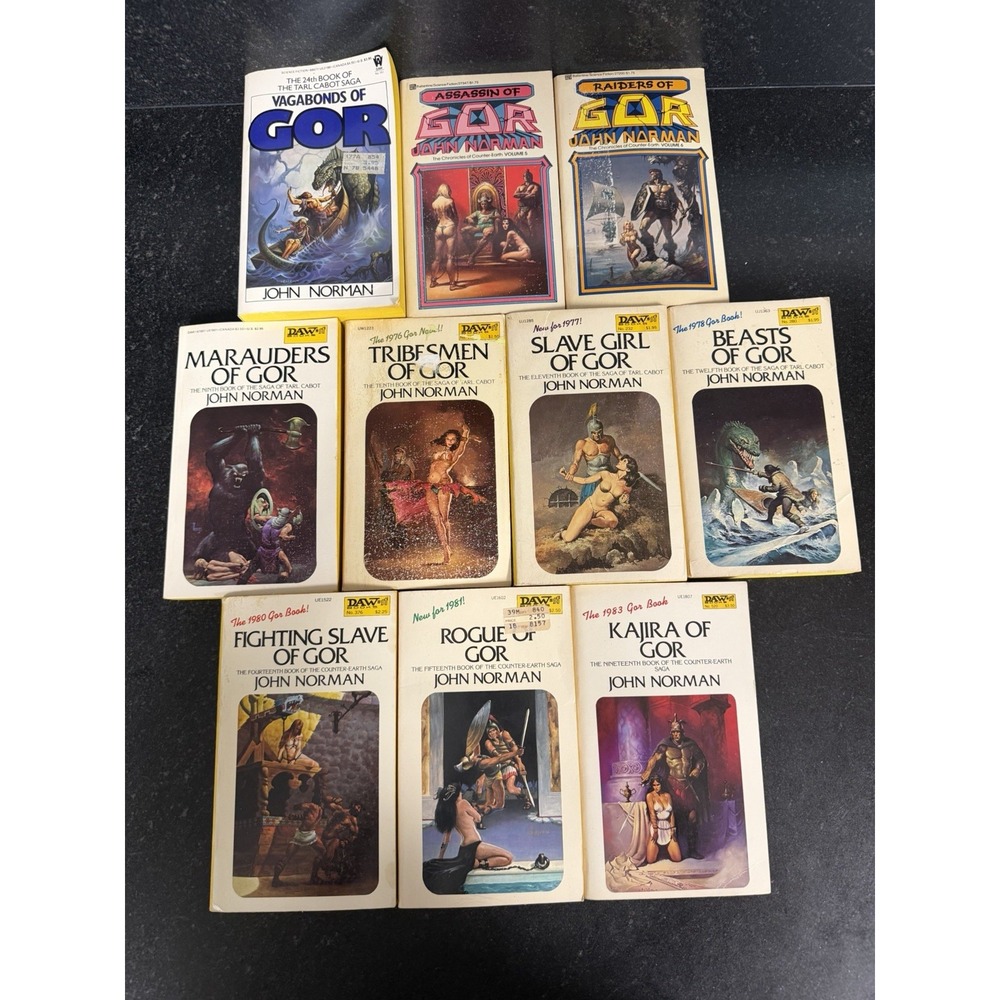 John Norman GOR 10 Book Lot Vintage DAW Ballantine Paperbacks Tarl Cabot Sci-Fi